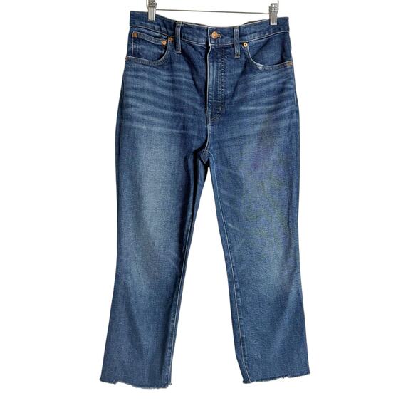 Madewell Slim Demi-Boot High Rise Raw Hem Denim Blue Jeans Size 29 - Picture 1 of 10